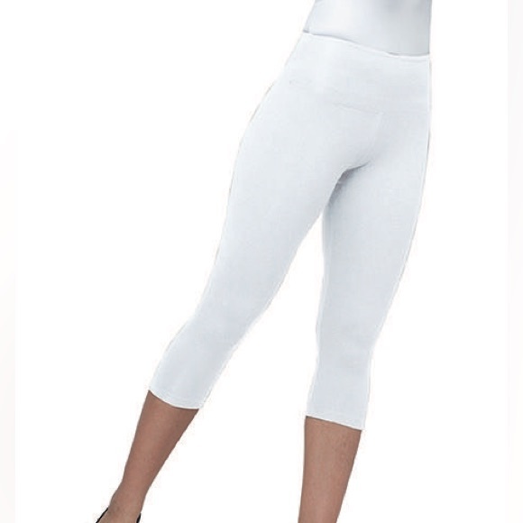 Women's White Cropped Leggings - Picture 3 of 6